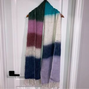 Thick Fuzzy Multicolour Stripe Scarf - GAP